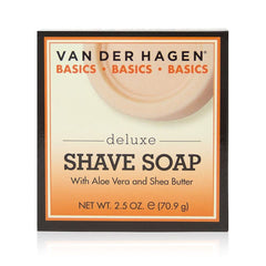 Van Der Hagen Deluxe Shave Soap 3pk bar closeup highlights creamy lather potential