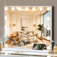 VANITII GLOBAL Hollywood mirror with lights for precise makeup application.
