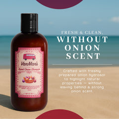 VanMan Shampoo con miel cruda para suavidad y brillo natural.