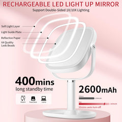 Vanmirr 1x/10x double-sided mirror for precise eye makeup and detail
