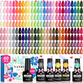 Set VANREESA con 55 colores para uñas brillantes y duraderas.