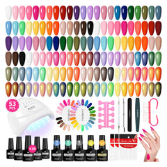 Kit VANREESA Esmalte Gel 53 piezas con colores variados para manicuras creativas.