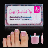 Vansiho toe nail tips with white French tips for a natural, elegant square look.