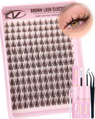 VANSSYMUNLIN dark brown manga lash clusters kit with clean band for natural blend