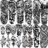 Tatuajes temporales VANTATY de manga completa con aspecto realista para fiestas.