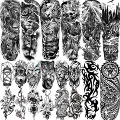 Tatuajes temporales VANTATY de manga completa con aspecto realista para fiestas.