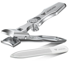 VANWIN toenail clippers with wide jaw for thick nails, precise trimming.