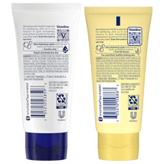Close-up of the Vaseline Advanced Repair Unscented Lotion 2-pack label for fragrance-free care.