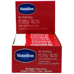 Vaseline bálsamo labial rosado en barra para hidratar labios.