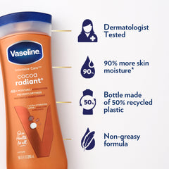 Aplicación de Vaseline Cocoa Radiant en las manos para hidratación