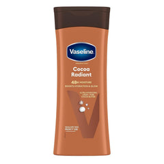 Vaseline Cocoa Radiant botella de loción para hidratación suave de piel seca