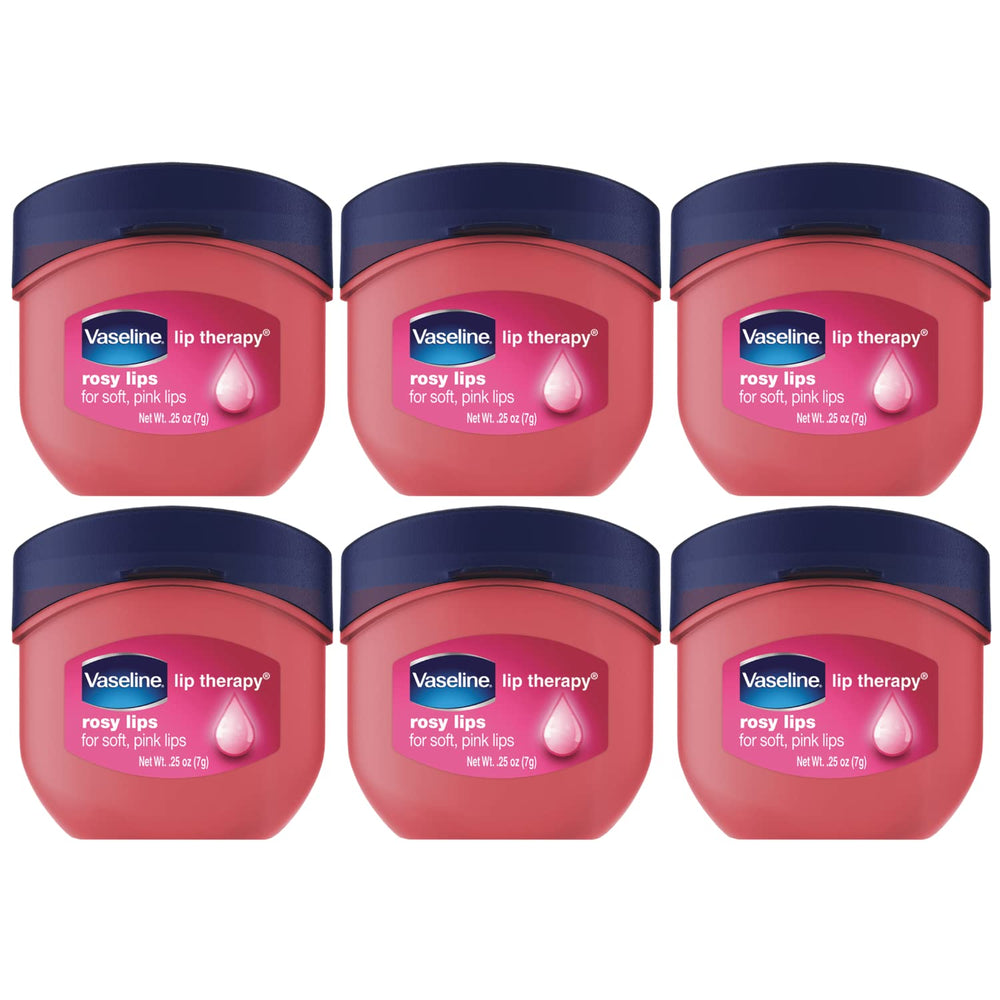 Vaseline Lip Therapy Rosy Lips mini botes, hidratación diaria para labios secos.