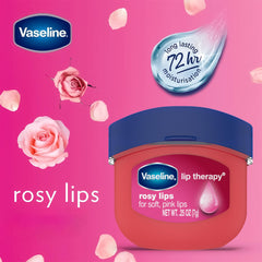 Vaseline Lip Therapy Rosy Lips swatch showing rosy tint and gloss.