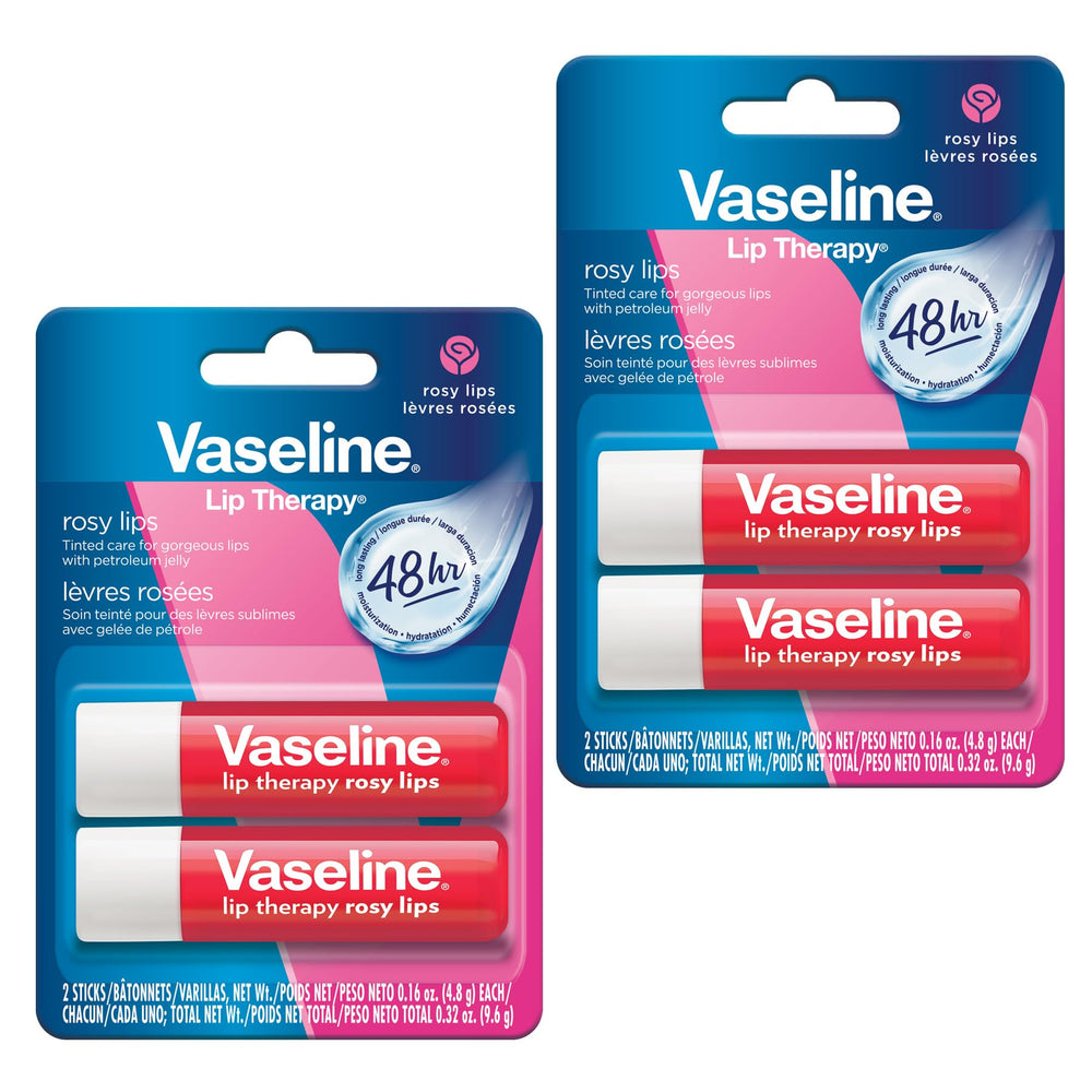 Vaseline Lip Therapy Rosy tube front delivering a subtle pink hydration.