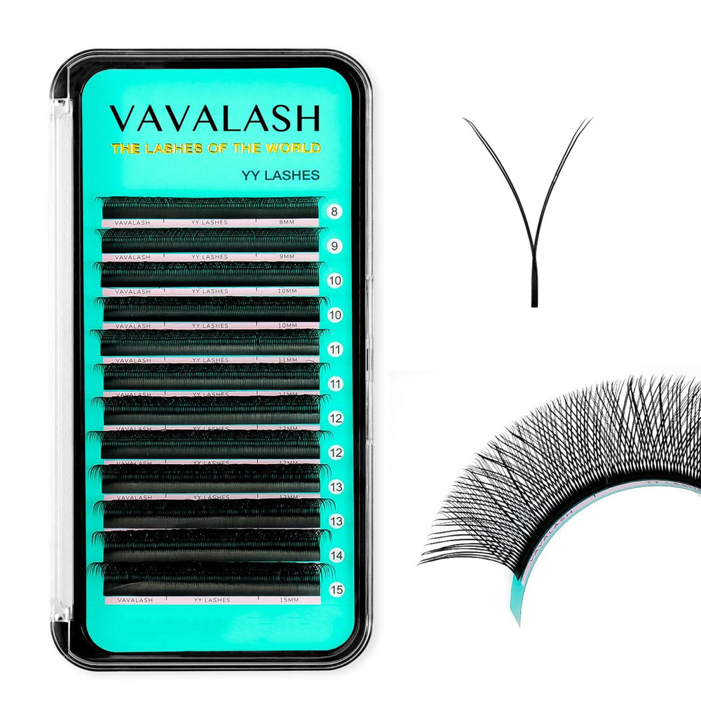 VAVALASH YY premade Y lashes in D curl 0.07mm tray for quick fans.