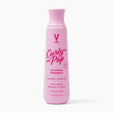 Botella de V&CO Curly Pop Champú Definidor de Rizos, visión frontal para definir rizos