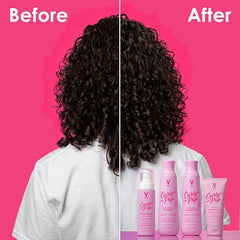 V&CO Curly Pop aporta elasticidad y cuidado del cuero cabelludo para rizos sanos.