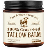 Veakoo beef tallow face jar demonstrates rich, moisturizing hydration for dry skin.