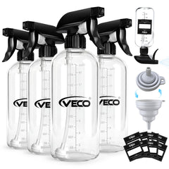 Veco 500mL graduated spray bottle with 360° spray for versatile cleaning.