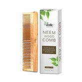 Vedic Naturals neem-wood comb wide-teeth for gentle detangling and scalp massage.