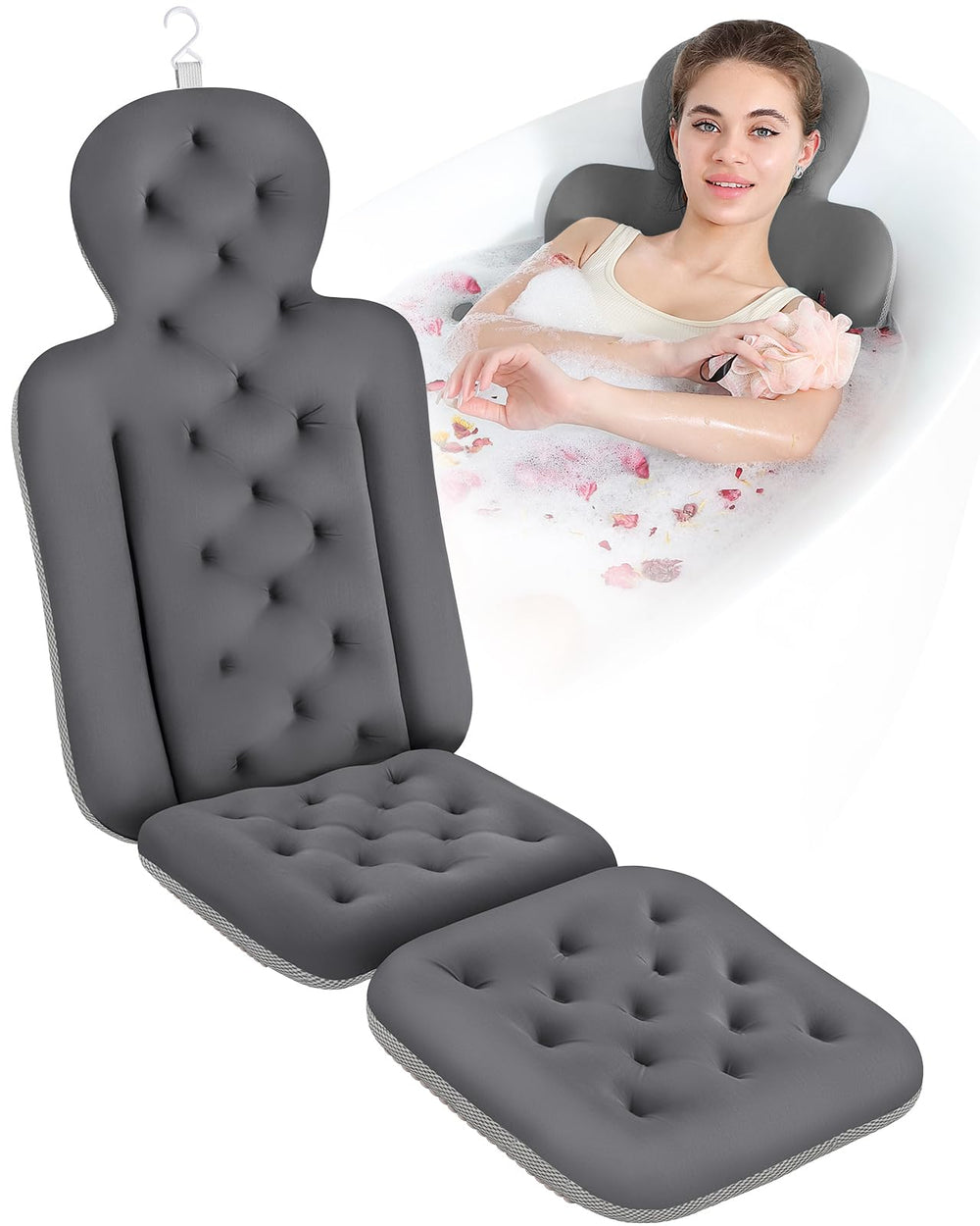VEILS Bath Cushion full-body pillow with 160 suction cups for secure tub use
