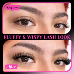Veleasha invisible lash band worn on model for discreet, seamless finish.