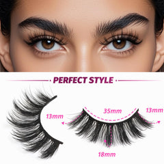 Veleasha 18mm lashes in soft fibers offer lightweight comfort.