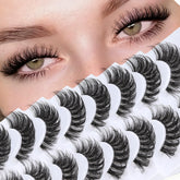 Veleasha Russian strip lashes with clear band closeup, lightweight and comfortable for daily wear.