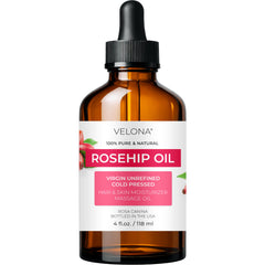 Velona Aceite de Rosa Mosqueta botella 118 ml para hidratación suave de piel.
