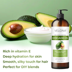 Velona avocado oil used in hair care for shine and softness