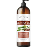 Velona Jojoba Oil 32oz pump bottle for easy dispensing and versatile moisturizing.