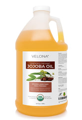 Velona Jojoba Oil bottle on a vanity providing everyday hydration.