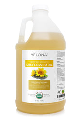 Velona sunflower oil bottle 64oz, organic and pure for cooking and skin care.