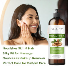 Velona Sweet Almond Oil in a bath ritual for relaxation.