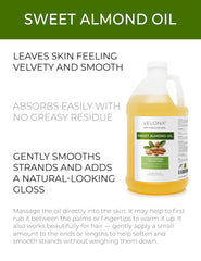 Velona Sweet Almond Oil in hair care for softness and shine.
