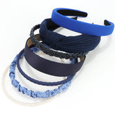 VELSCRUN knotted pearl navy headband set for versatile daily looks.