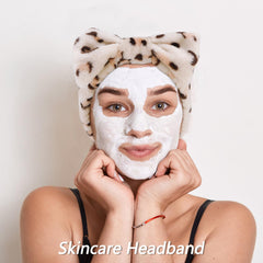 VELSCRUN leopard makeup headband ideal for applying masks and makeup