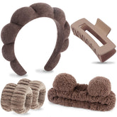 VELSCRUN banda de cabeza de spa con lazo, mantiene el cabello recogido para limpieza facial.