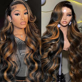 Vemalin ombre lace-front wig with 13x4 lace for natural parting and seamless blend.