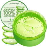 Venamine Gel de Aloe Vera 300 ml, frente del envase, hidratación suave para rostro y cuerpo.