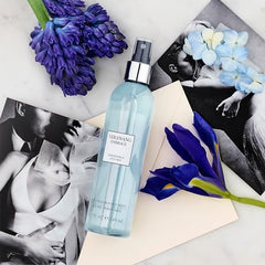 Close-up of Vera Wang Embrace Periwinkle & Iris mist spray for easy application
