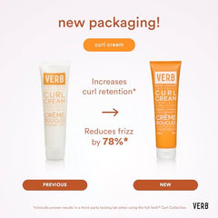 Hands applying VERB Curl Cream to damp curls for frizz control