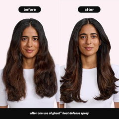 Brillo sedoso con VERB Ghost Heat Defense Spray en cabello fino