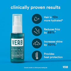 VERB aceite en textura muestra brillo y protección para el cabello