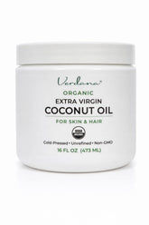 Verdana Aceite de Coco Orgánico Extra Virgen, frasco amplio para uso diario en piel.