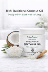Verdana Aceite de Coco Orgánico Extra Virgen, textura sólida en frío se funde al contacto.