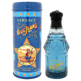 Versace Blue Jeans bottle front view highlights classic masculine design for everyday confidence.