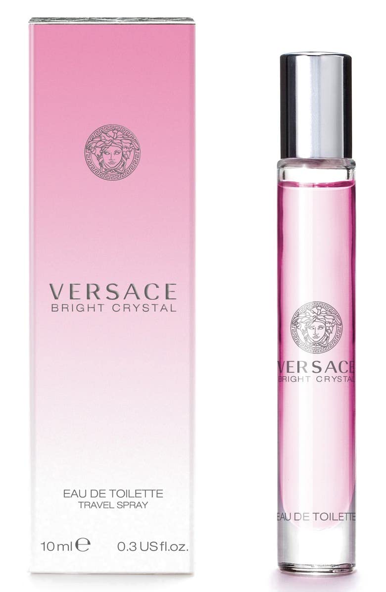 Versace Bright Crystal bottle close-up showing elegant design and fresh floral notes for everyday wear.