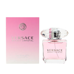 Versace Bright Crystal bottle pour shows the pink feminine design for daily elegance.