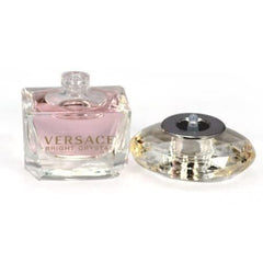 Versace Bright Crystal mini label closeup shows premium branding.